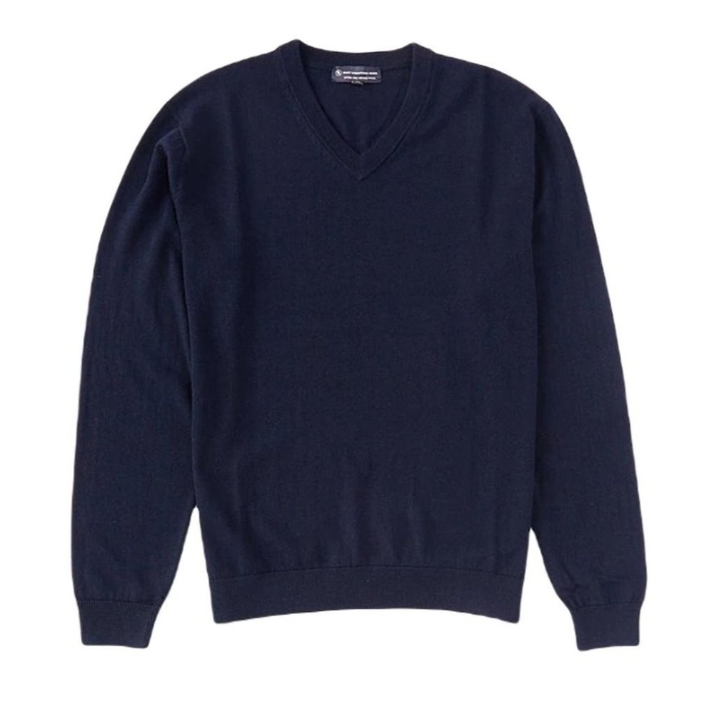 Hart Schaffner Marx 3XB Extra Fine Merino Wool Pullover V-Neck Sweater Navy